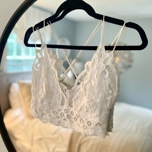 FREE PEOPLE | Adella Bralette | White | Crochet Lace | Smocked Back